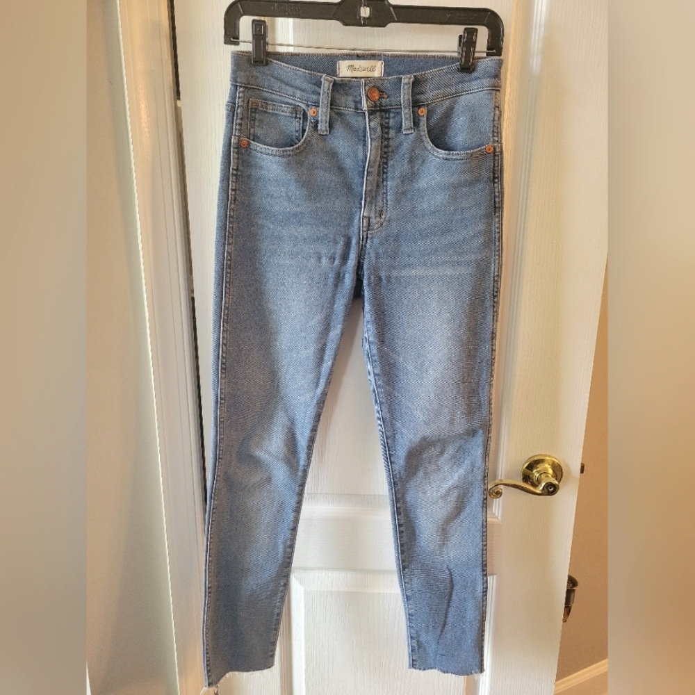 Madewell 10" High Rise Skinny Jeans Raw Hem Light Wash Size 25